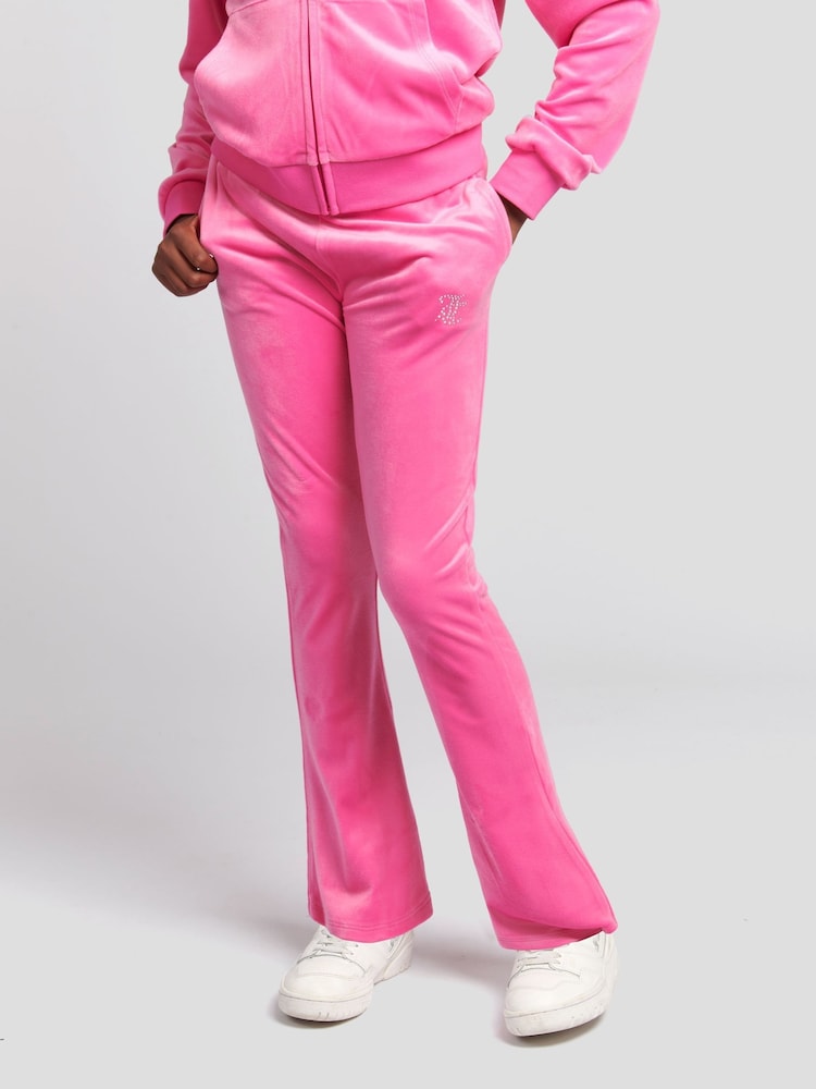 Juicy Couture Purple Girls Diamanté Bootcut Joggers - Image 1 of 7