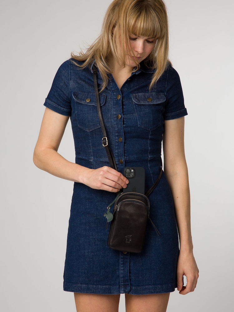 'Leia' Leather Cross-Body Phone Bag - Image 6 of 6