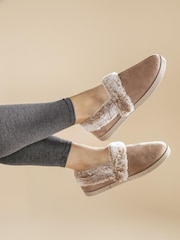 Pavers Cream Warm Lined Memory Foam Slippers - Image 1 of 6