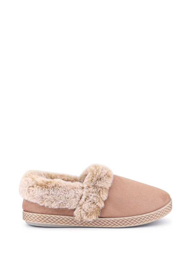 Pavers Cream Warm Lined Memory Foam Slippers - Image 2 of 6