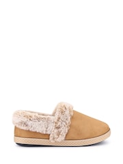 Pavers Brown Warm Lined Memory Foam Slippers - Image 1 of 5