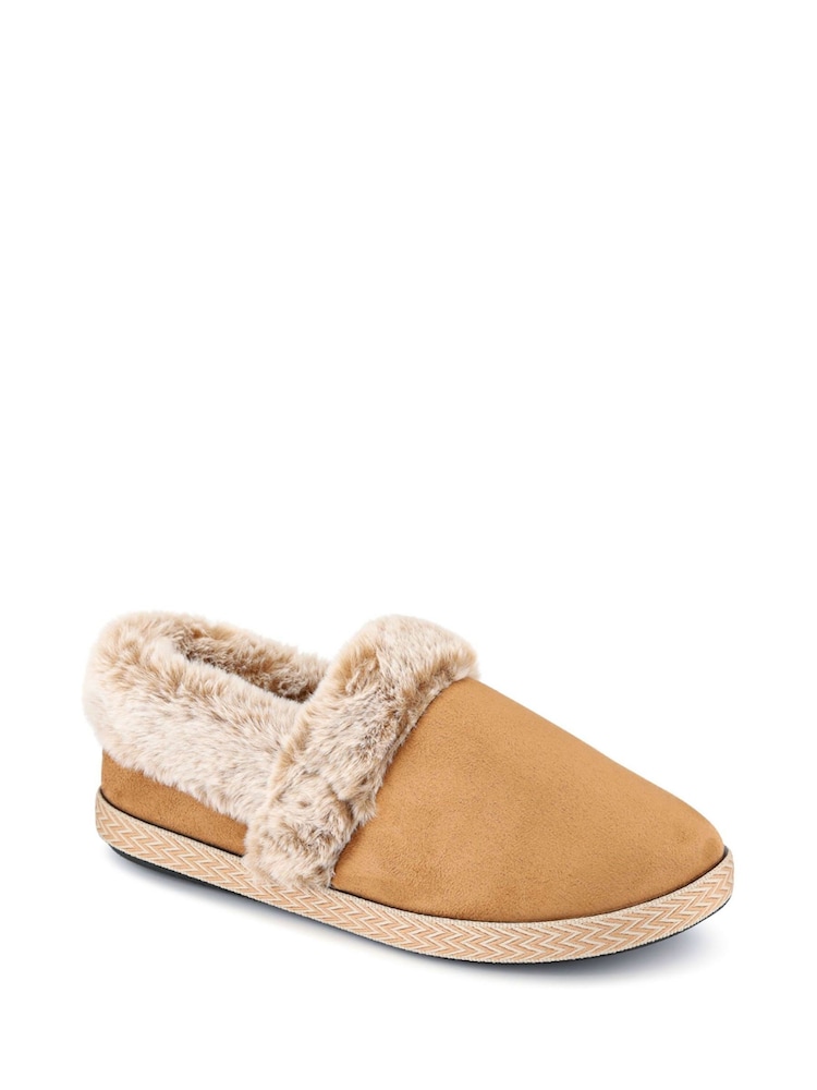 Pavers Brown Warm Lined Memory Foam Slippers - Image 2 of 5