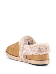 Pavers Brown Warm Lined Memory Foam Slippers - Image 3 of 5