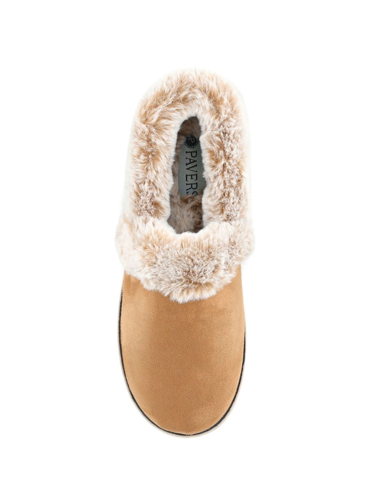 Pavers Brown Warm Lined Memory Foam Slippers - Image 4 of 5