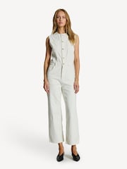 Paige Cirie Ankle Denim White Jumpsuit - Imagen 1 de 7