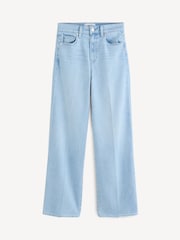 Цвет морской волны - Paige Anessa Raw Hem Wide Leg Jeans - Изображение 5 из 5