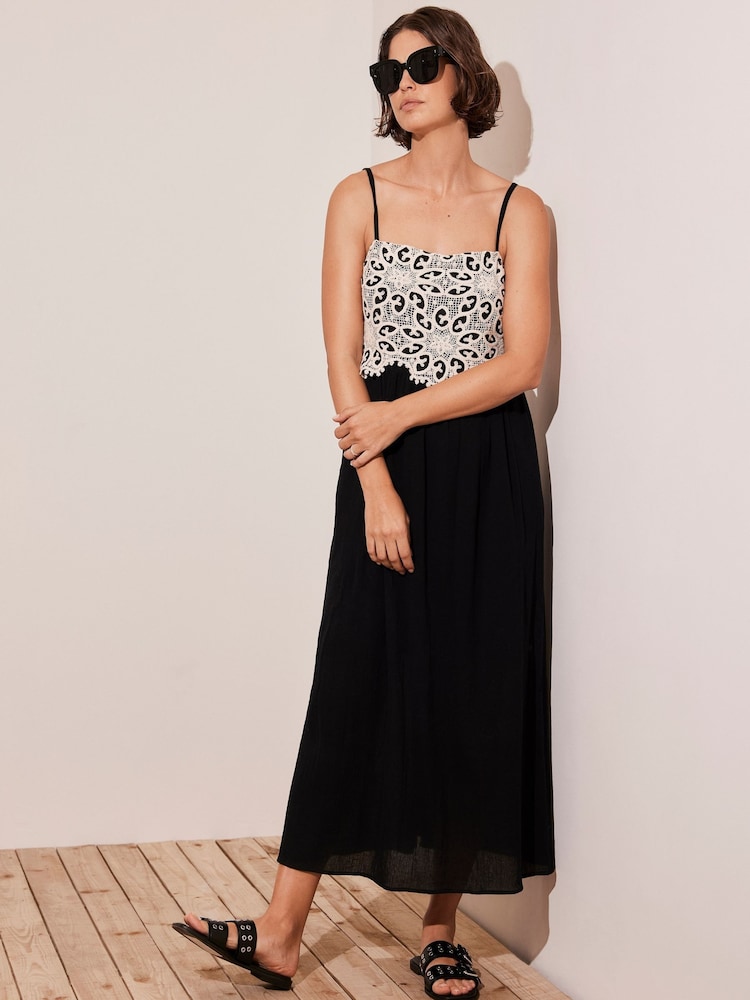 Mint Velvet Black Crochet Maxi Dress - Image 1 of 8