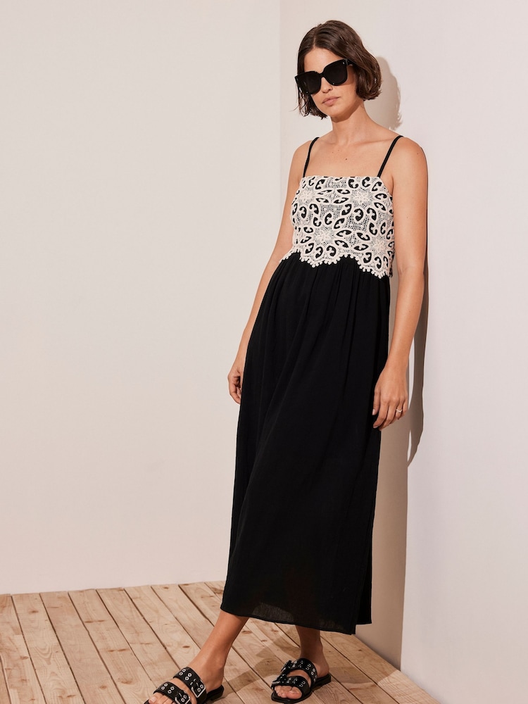 Mint Velvet Black Crochet Maxi Dress - Image 2 of 8 Mint Velvet Black Crochet Maxi Dress - Image 2 of 8