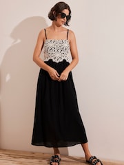 Mint Velvet Black Crochet Maxi Dress - Image 3 of 8