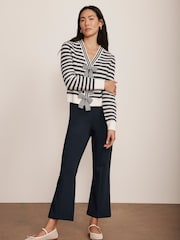 Mint Velvet Blue Kick Flare Cropped Trousers - Image 1 of 9