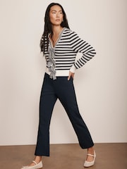 Mint Velvet Blue Kick Flare Cropped Trousers - Image 2 of 9