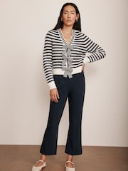 Mint Velvet Blue Kick Flare Cropped Trousers - Image 3 of 9