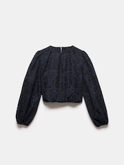 Mint Velvet Blue 100% Cotton Broderie Cropped Top - Image 8 of 8