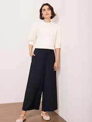 Mint Velvet White Cotton Blend Cable Knit Top - Image 5 of 9