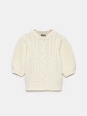 Mint Velvet White Cotton Blend Cable Knit Top - Image 7 of 9
