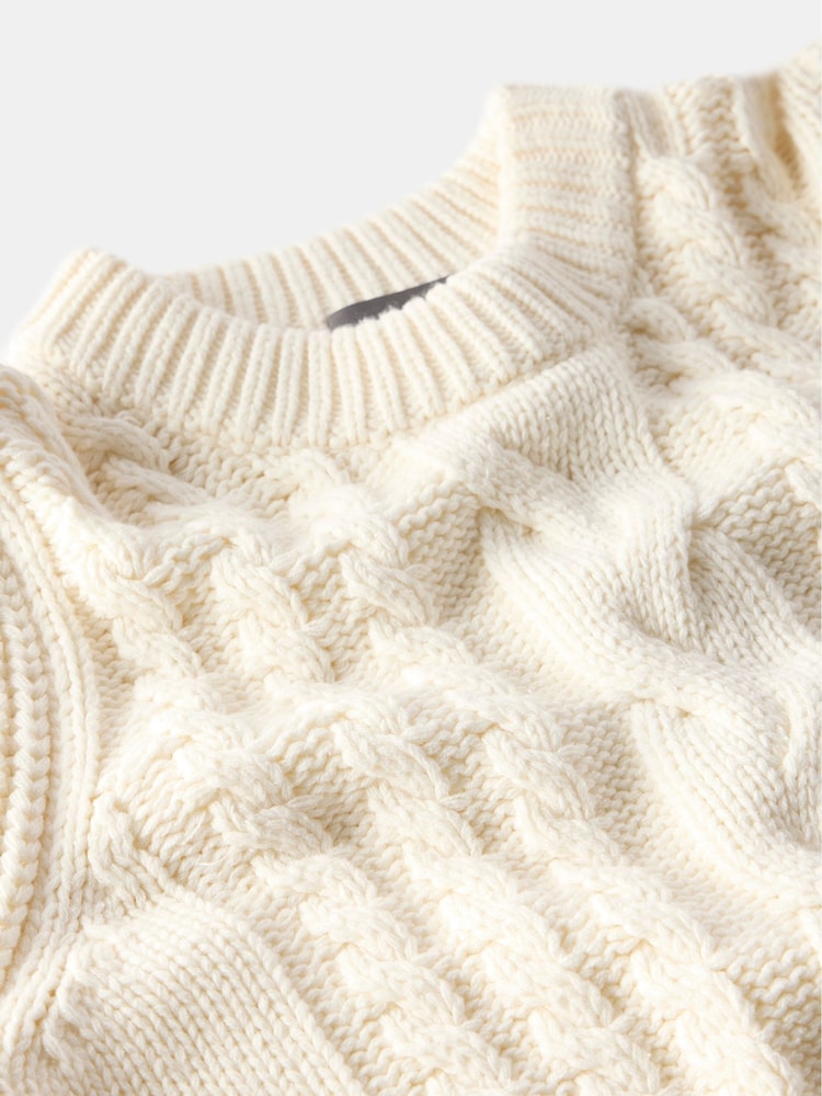 Mint Velvet White Cotton Blend Cable Knit Top - Image 9 of 9