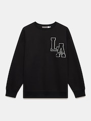 Mint Velvet Black Cotton Blend Relaxed Glamour Logo Sweatshirt - Image 7 of 9