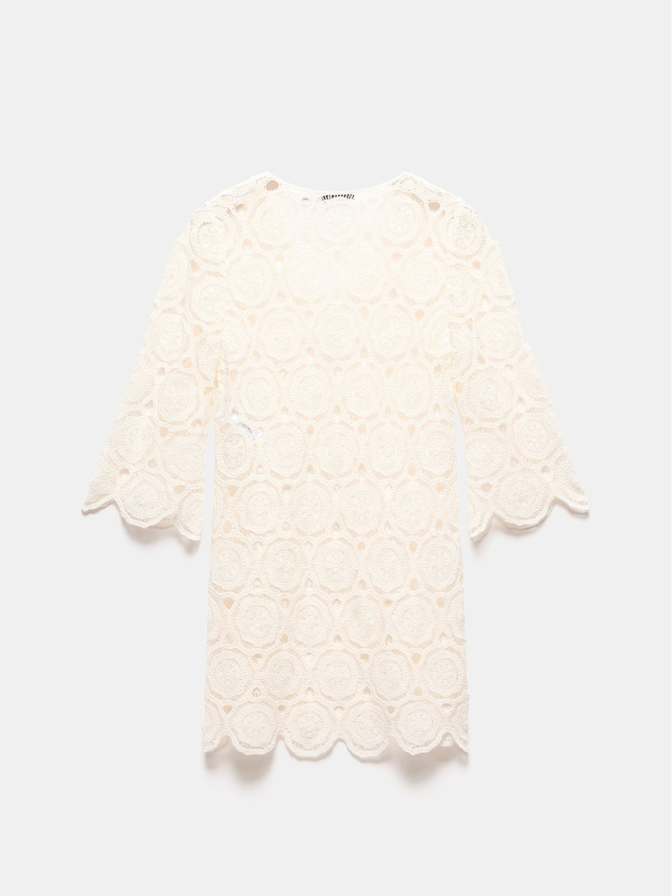 Mint Velvet White Crochet Beach 100% Cotton Mini Dress - Image 8 of 8