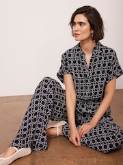 Mint Velvet Blue Printed Wide Leg Trousers - Image 2 of 8