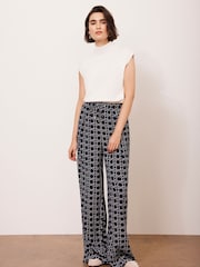 Mint Velvet Blue Printed Wide Leg Trousers - Image 6 of 8