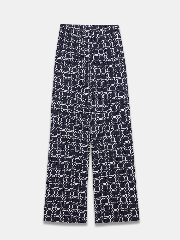 Mint Velvet Blue Printed Wide Leg Trousers - Image 8 of 8 Mint Velvet Blue Printed Wide Leg Trousers - Image 8 of 8