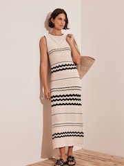 Mint Velvet White Textured Knit 100% Cotton Maxi Dress - Image 1 of 8