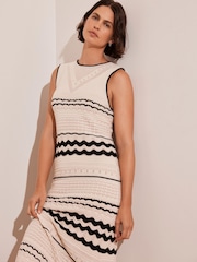 Mint Velvet White Textured Knit 100% Cotton Maxi Dress - Image 3 of 8