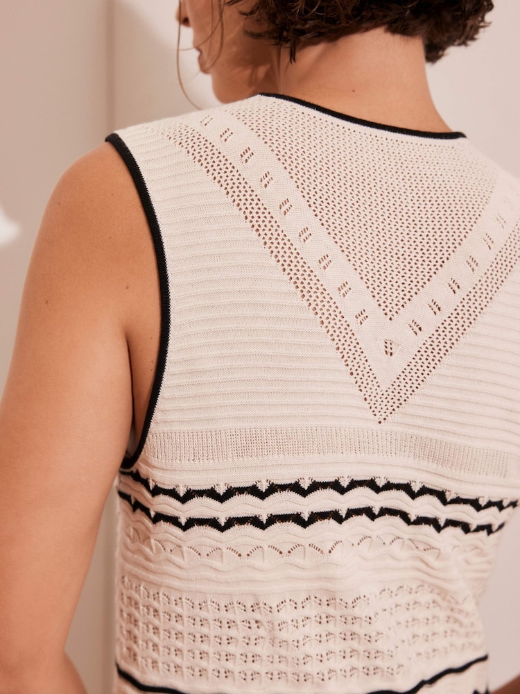 Mint Velvet White Textured Knit 100% Cotton Maxi Dress - Image 5 of 8