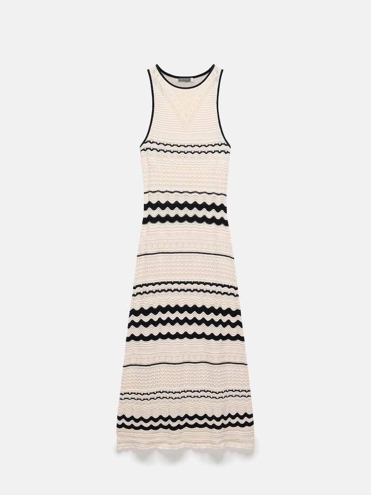 Mint Velvet White Textured Knit 100% Cotton Maxi Dress - Image 7 of 8