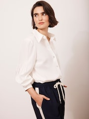 Mint Velvet White Pintuck Detail Shirt - Image 1 of 8