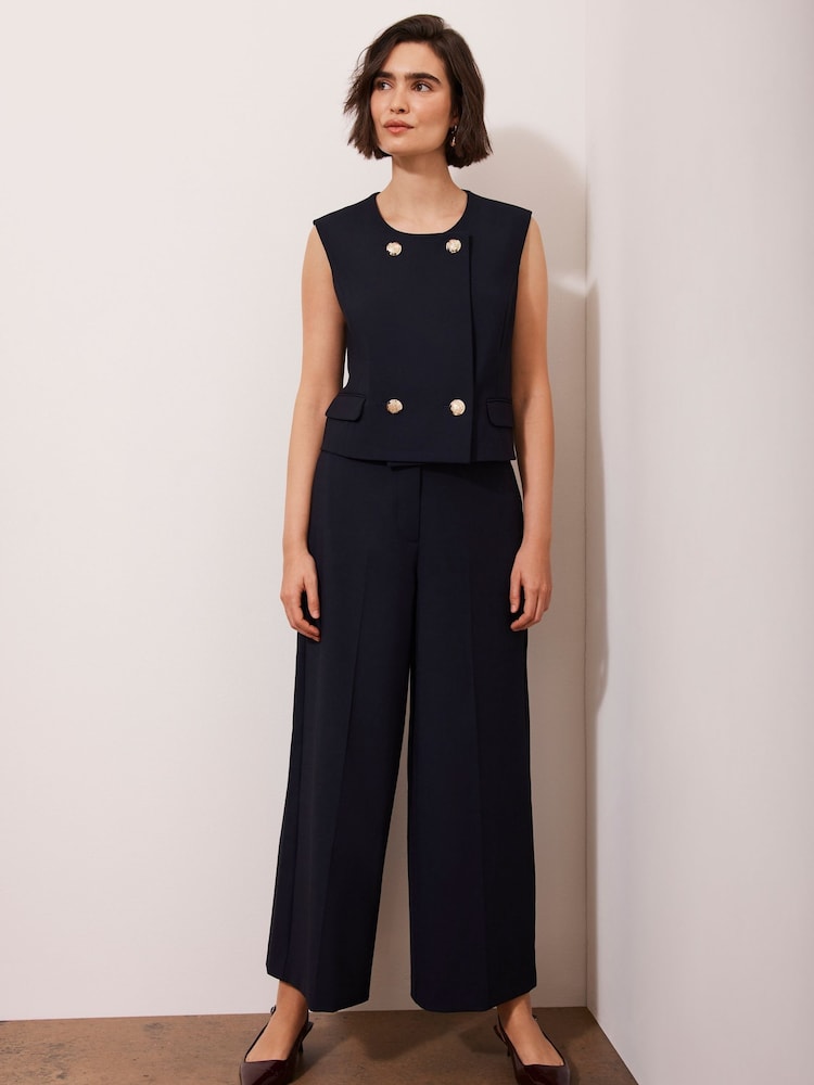 Mint Velvet Blue Button Detail Waistcoat - Image 2 of 8 Mint Velvet Blue Button Detail Waistcoat - Image 2 of 8