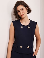 Mint Velvet Blue Button Detail Waistcoat - Image 3 of 8