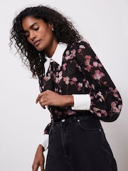 Mint Velvet Black Floral Print Shirt - Image 3 of 8