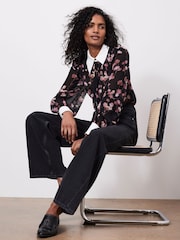 Mint Velvet Black Floral Print Shirt - Image 5 of 8