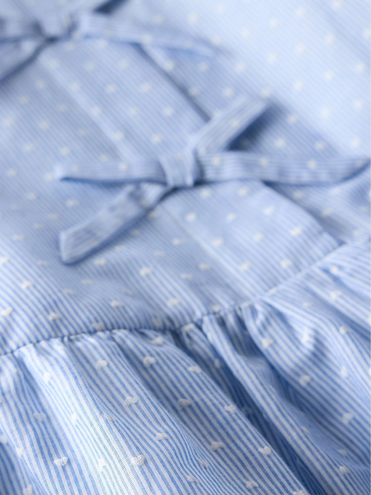 Mint Velvet Blue 100% Cotton Striped Puff Sleeve Top - Image 9 of 9