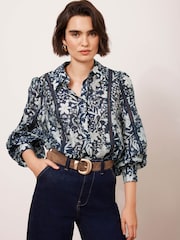 Mint Velvet Blue Floral Print Shirt - Image 2 of 8