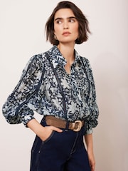 Mint Velvet Blue Floral Print Shirt - Image 5 of 8