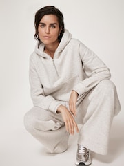 Mint Velvet Grey Cropped Hooded Sweatshirt - Image 1 of 8