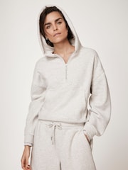 Mint Velvet Grey Cropped Hooded Sweatshirt - Image 5 of 8