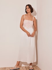 Mint Velvet Pink Crochet Trim Maxi Dress - Image 1 of 8