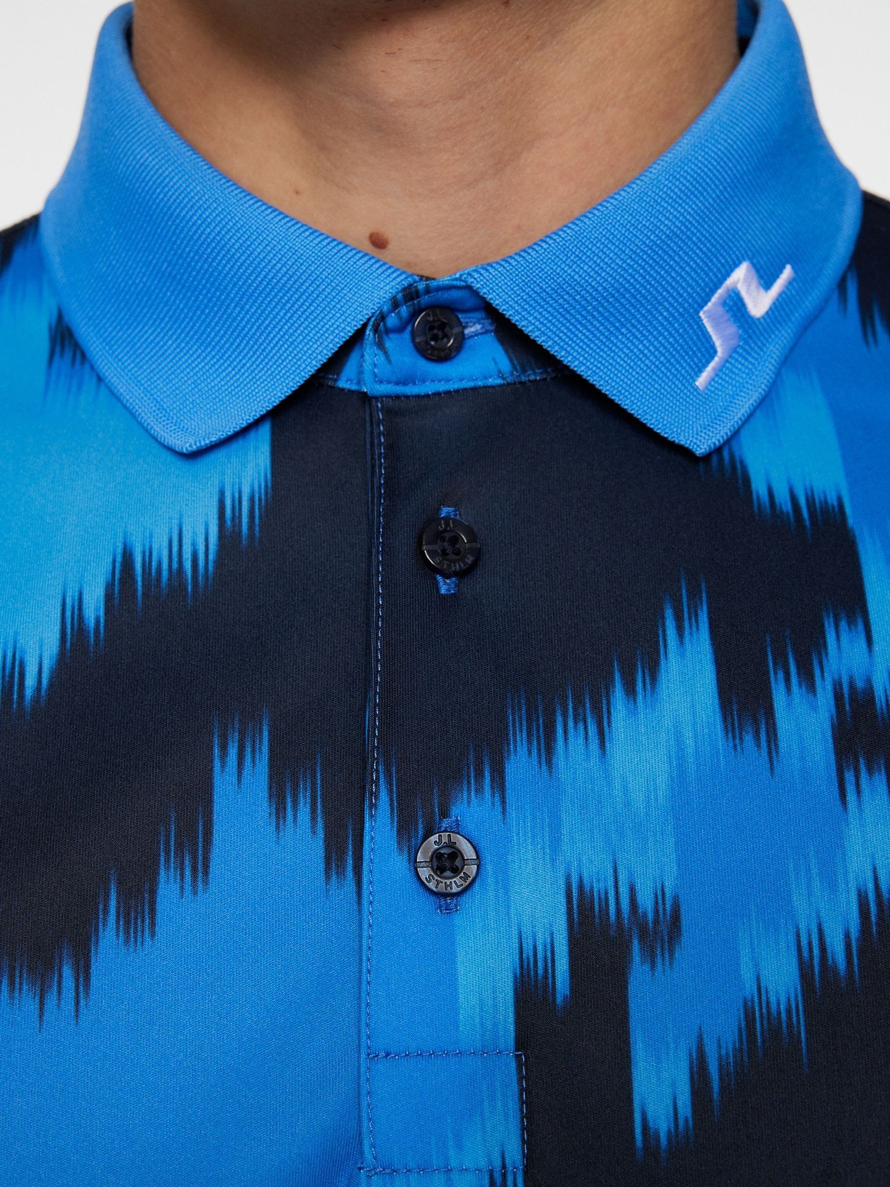 Buy J.Lindeberg Bright Blue Golf Tour Tech Print Polo Shirt from