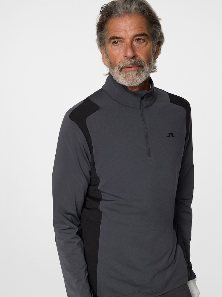 J.Lindeberg Grey Golf Lukas Quarter Zip Mid Layer Sweatshirt - Image 2 of 5 J.Lindeberg Grey Golf Lukas Quarter Zip Mid Layer Sweatshirt - Image 2 of 5
