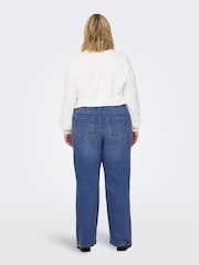 ONLY Curve Blue High Waisted Wide Leg Jeans with Comfort Stretch - Image 2 of 7