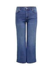ONLY Curve Blue High Waisted Wide Leg Jeans with Comfort Stretch - Image 6 of 7