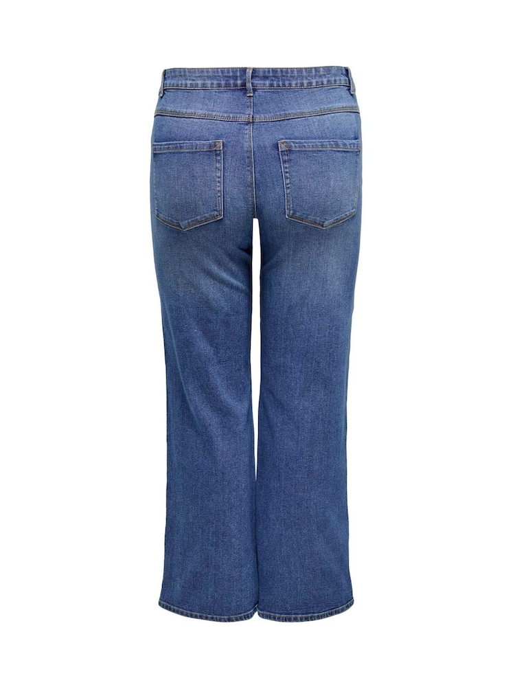 ONLY Curve Blue High Waisted Wide Leg Jeans with Comfort Stretch - Image 7 of 7