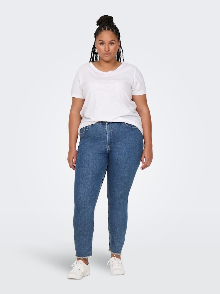 ONLY Curve Blue Mid Rise Skinny Fit Jeans With Comfort Stretch - Image 1 of 7