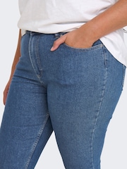 ONLY Curve Blue Mid Rise Skinny Fit Jeans With Comfort Stretch - Image 5 of 7