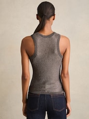 Reiss Gunmetal Tia Metallic Knit Vest - Image 5 of 6