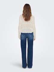 JDY White Long Sleeve Knitted Crochet Boatneck Pullover Jumper - Image 5 of 9