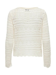JDY White Long Sleeve Knitted Crochet Boatneck Pullover Jumper - Image 9 of 9